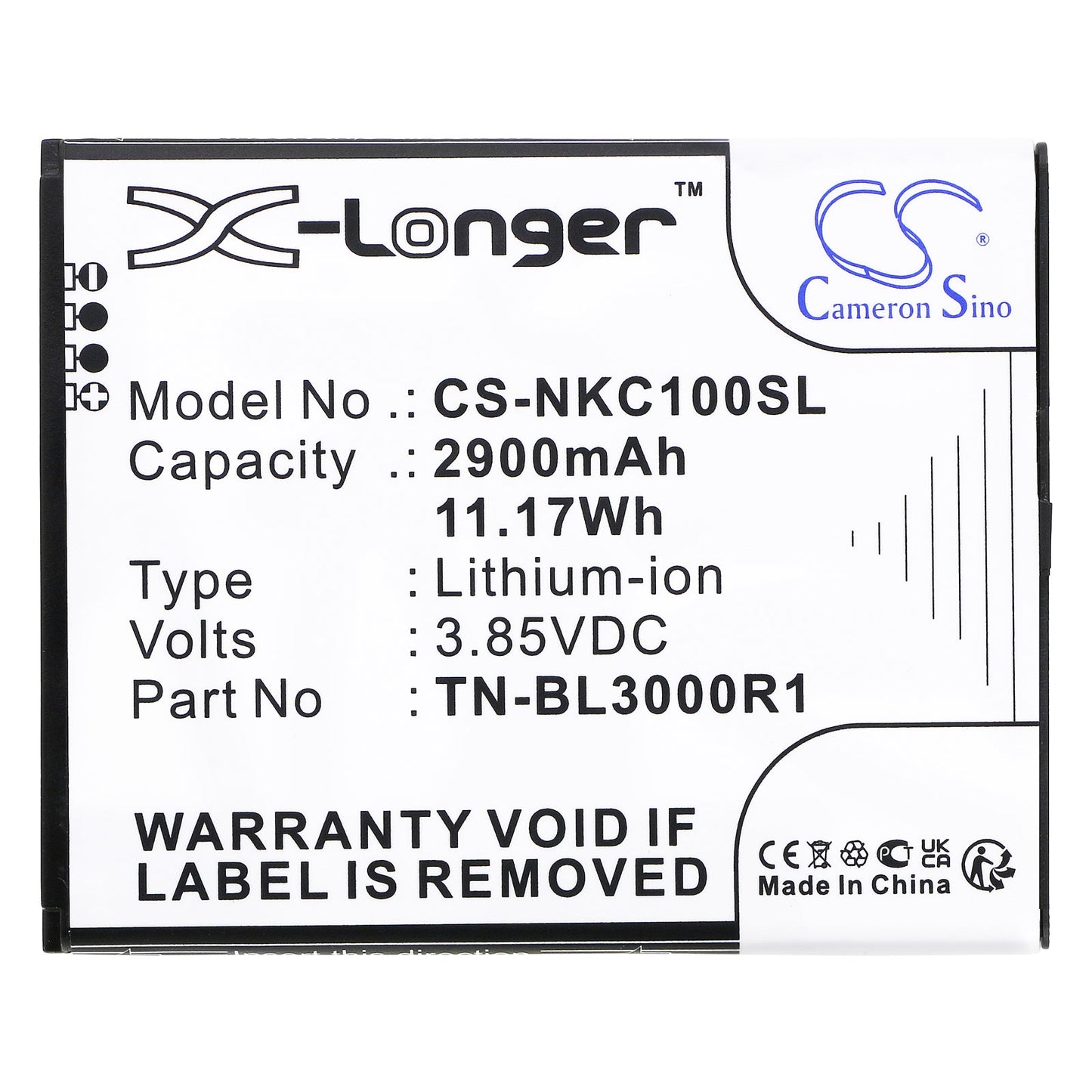 Replacement Battery for Nokia C100 – Mobile, SmartPhone – 2900mAh / 11.17Wh / 3.85V
