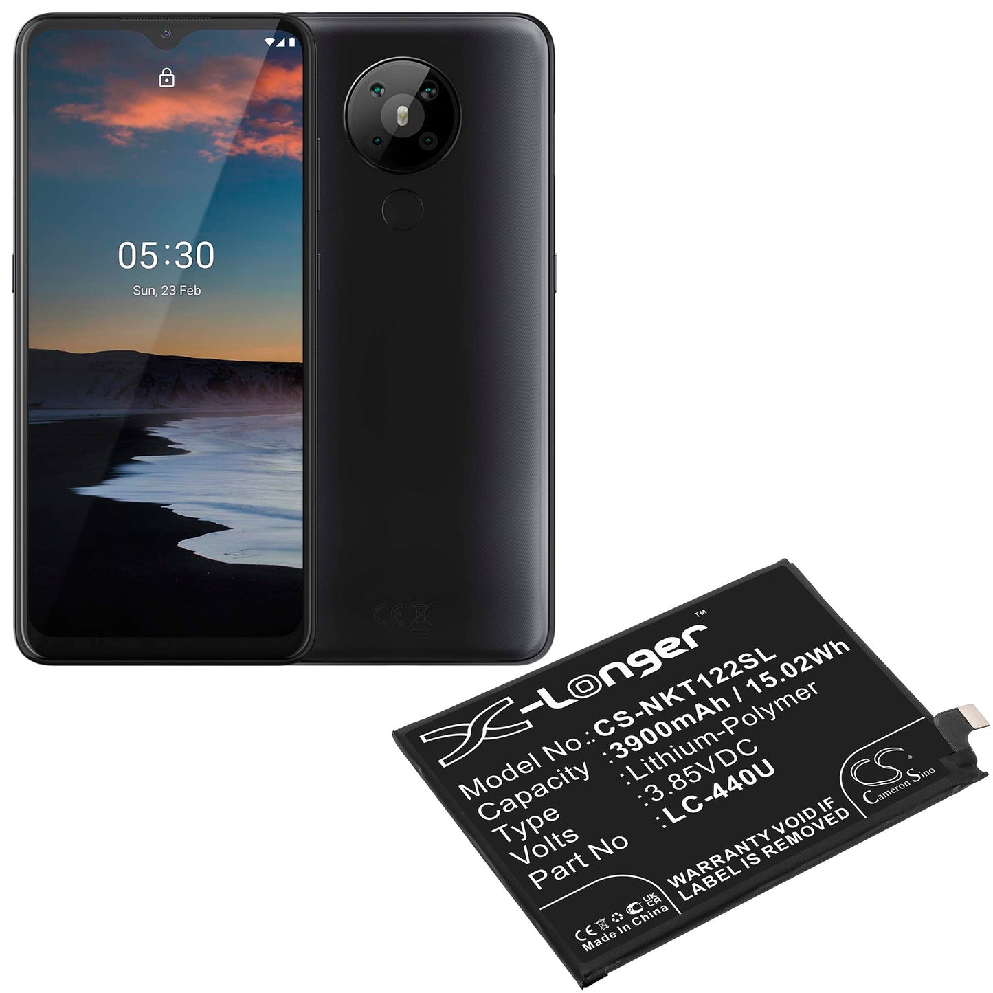 Replacement Battery for Nokia 5.3 2020 – Mobile, SmartPhone – 3900mAh / 15.02Wh / 3.85V