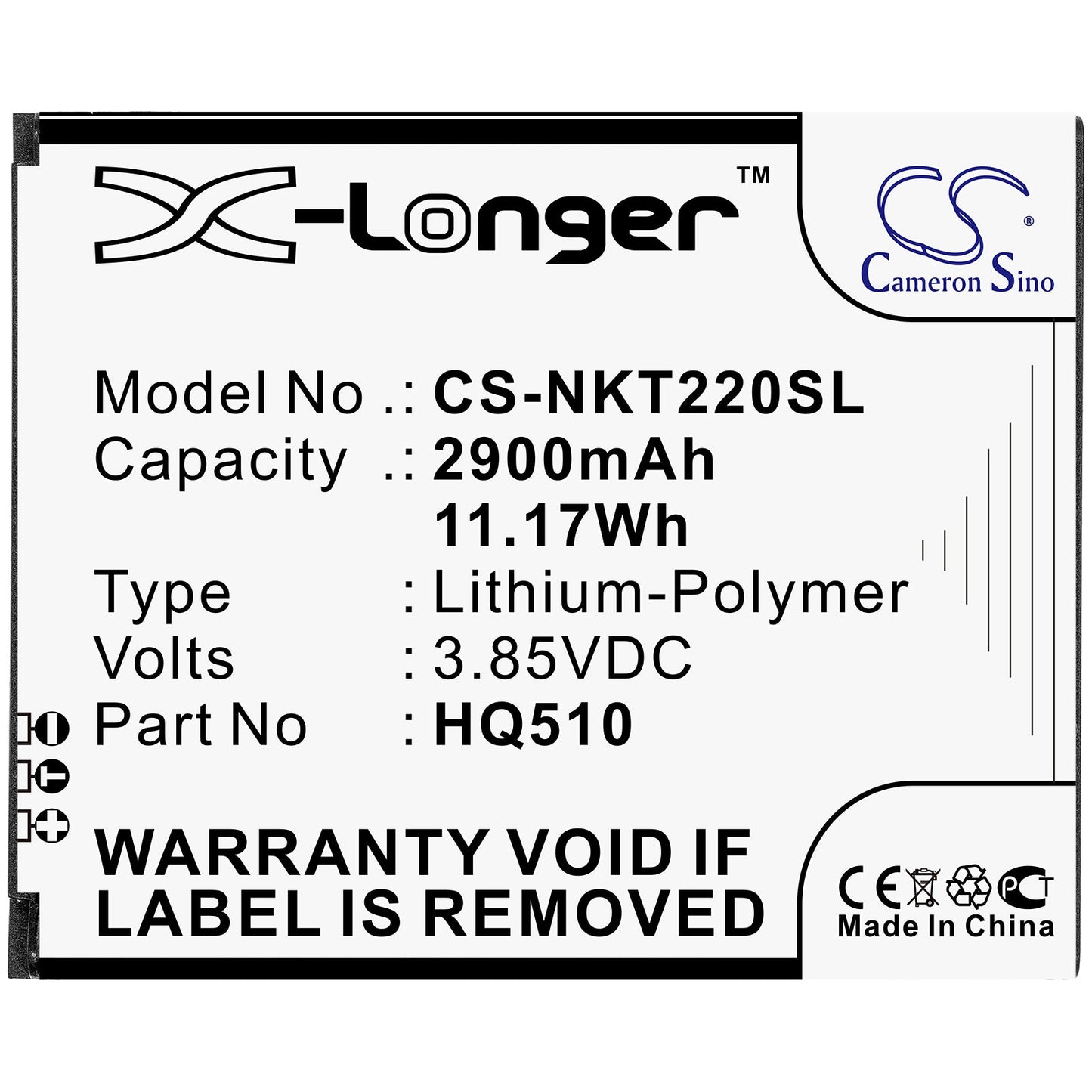 Replacement Battery for Nokia 2.2 – Mobile, SmartPhone – 2900mAh / 11.17Wh / 3.85V