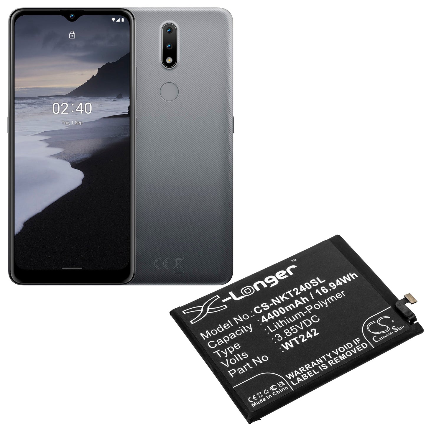 Replacement Battery for Nokia Nokia 2.4 – Mobile, SmartPhone – 4400mAh / 16.94Wh / 3.85V