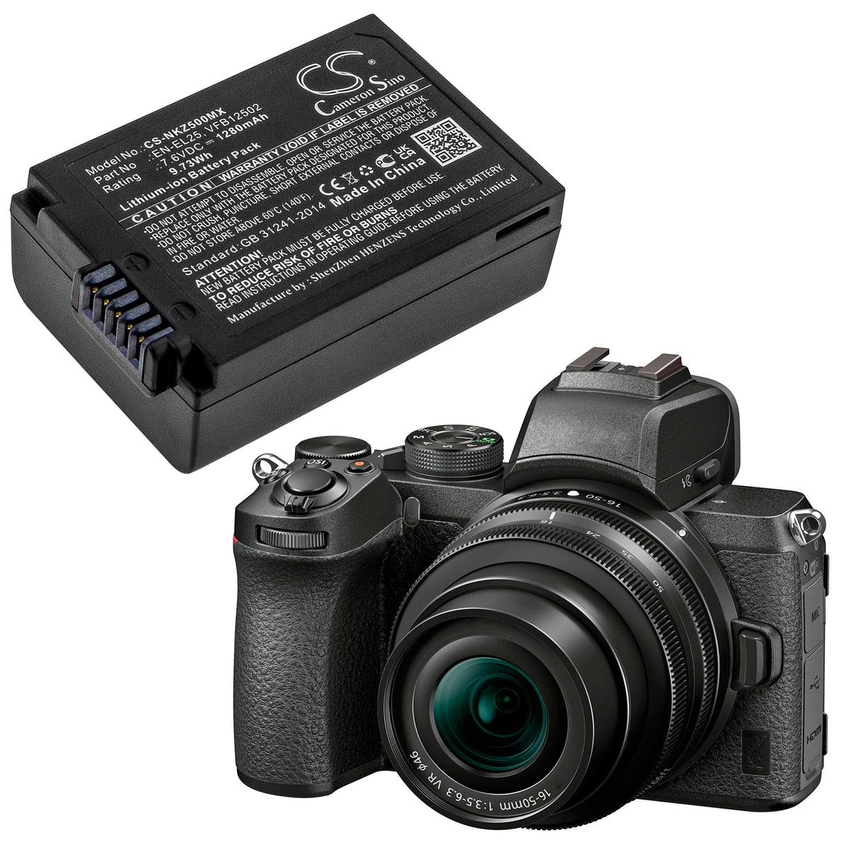 Replacement Battery for NiKon Z50 – Camera – 1280mAh / 7.6V