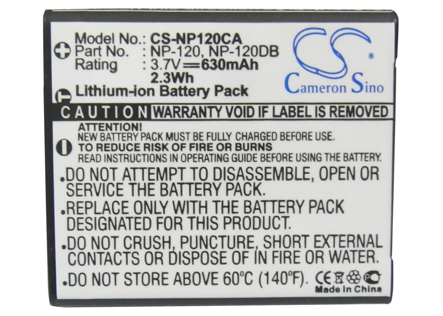 Replacement Battery for Casio Exilim EX-EX-S200BK – Camera – 550mAh / 2.04Wh / 3.7V