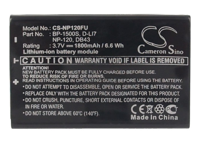 Replacement Battery for RICOH Caplio 300G – Camera – 1800mAh / 6.66Wh / 3.7V