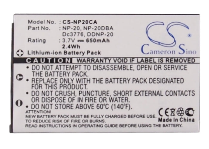 Replacement Battery for Casio Exilim Card EX-S880 – Camera – 650mAh / 2.41Wh / 3.7V