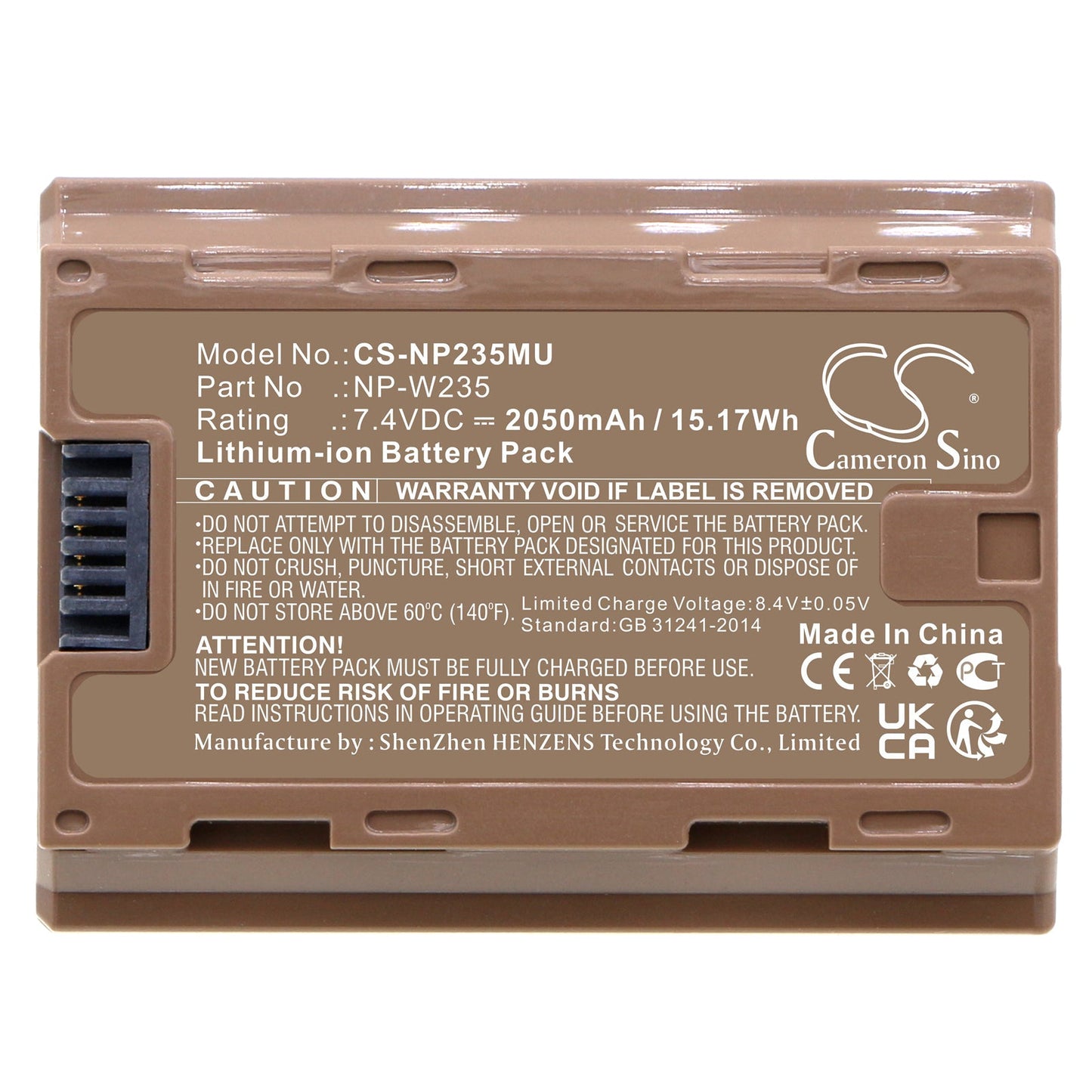 Replacement Battery for Fujifilm GFX100S – Camera – 2050mAh / 15.17Wh / 7.4V
