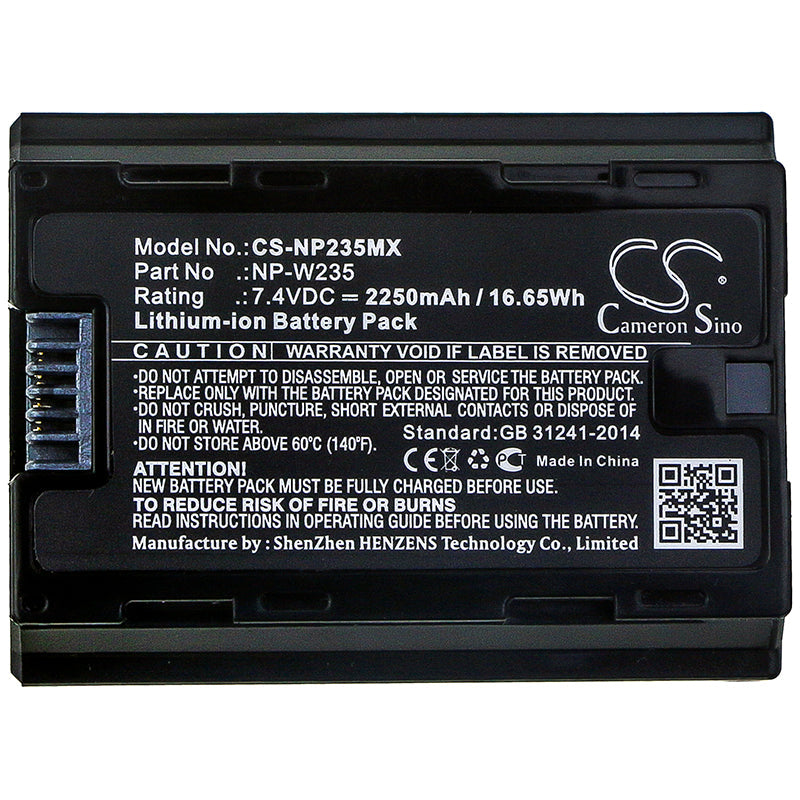 Replacement Battery for Fujifilm GFX100S – Camera – 2250mAh / 16.65Wh / 7.4V