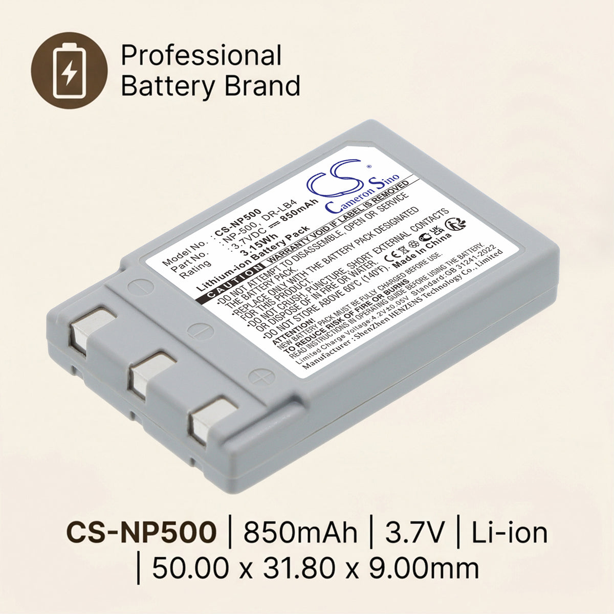 Replacement Battery for Minolta | KONICA DiMAGE G400 – Camera – 850mAh / 3.7V