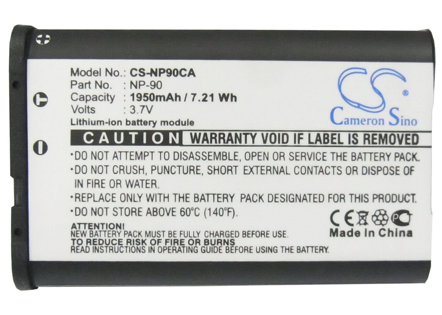 Replacement Battery for Casio Exilim EX-FH100 – Camera – 1950mAh / 7.22Wh / 3.7V