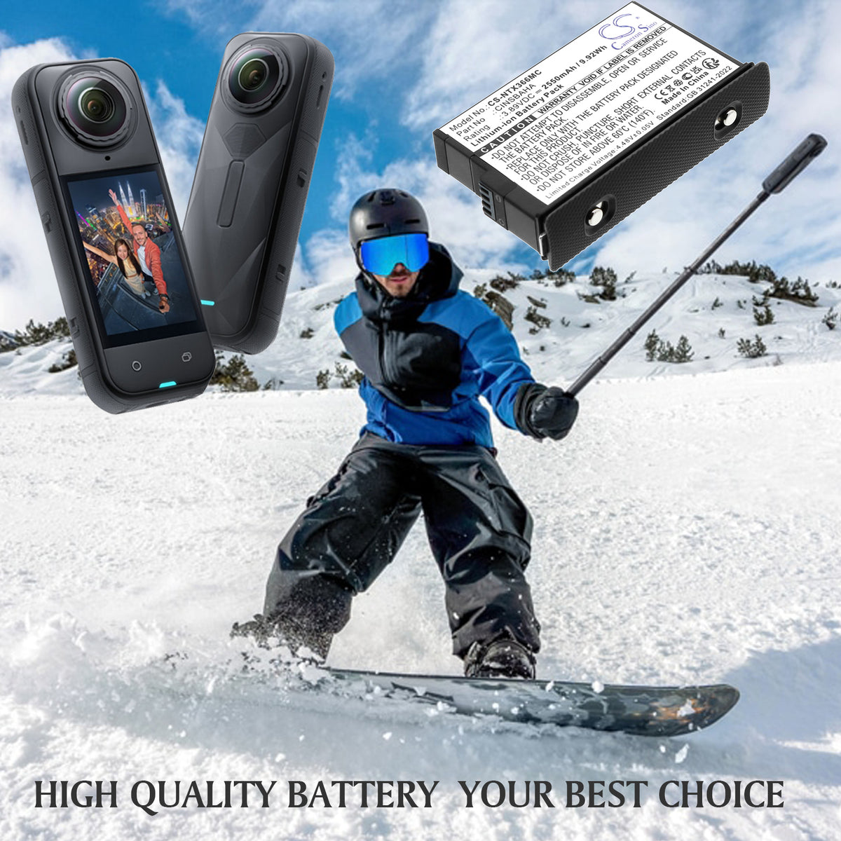 Replacement Battery for Insta360 One X5 – Camera – 2550mAh / 3.89V