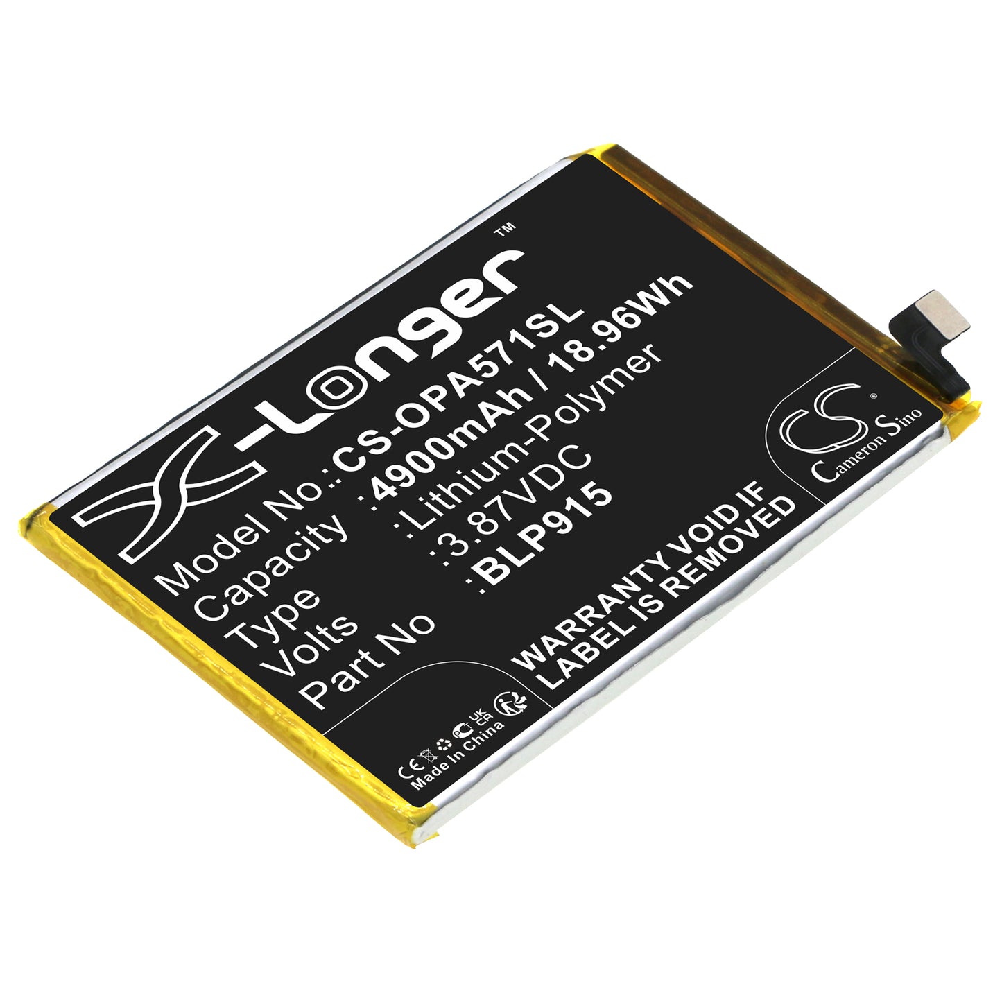 Replacement Battery for Oppo A57 5G – Mobile, SmartPhone – 4900mAh / 3.87V - image 1