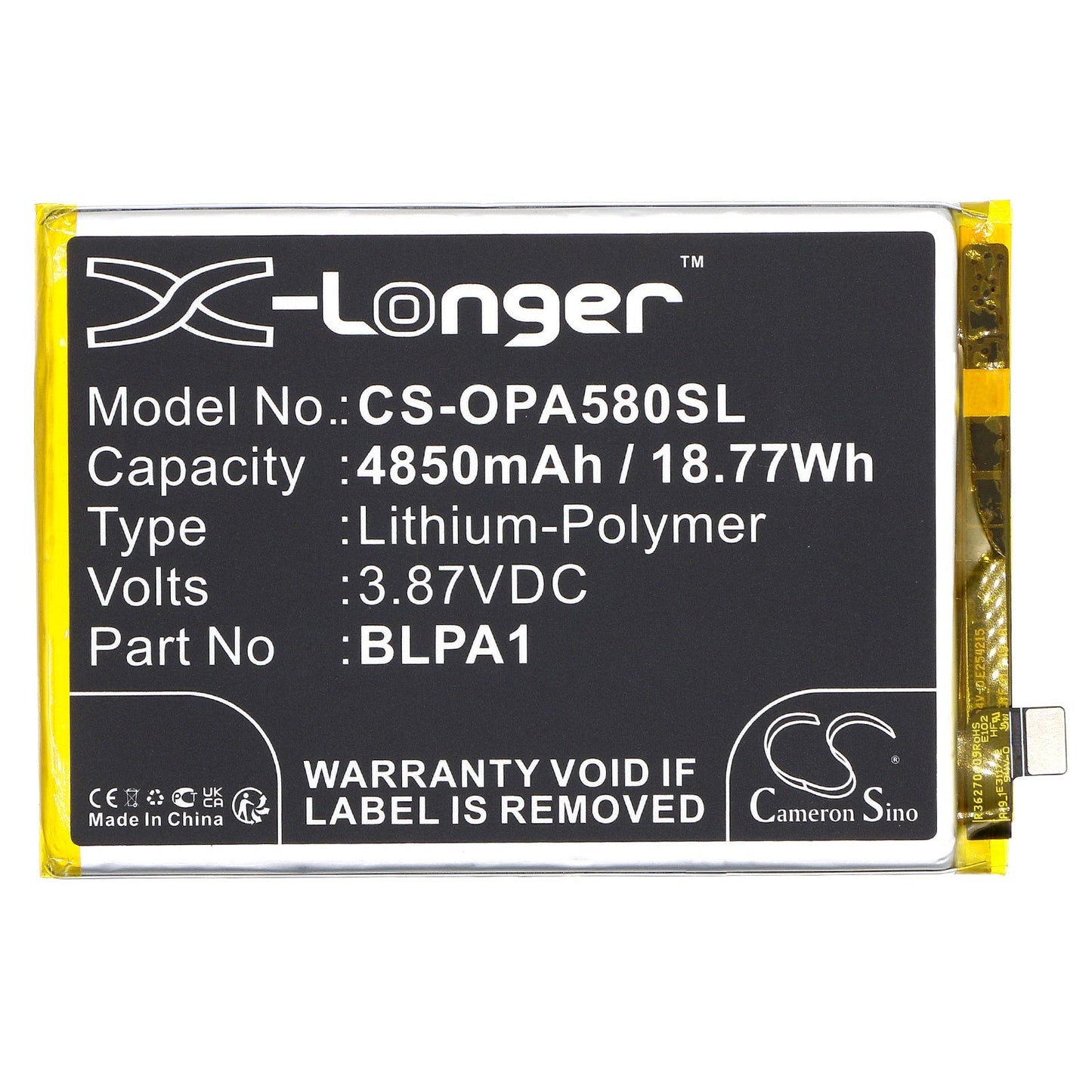 Replacement Battery for Oppo A58 – Mobile, SmartPhone – 4850mAh / 3.87V - image 3