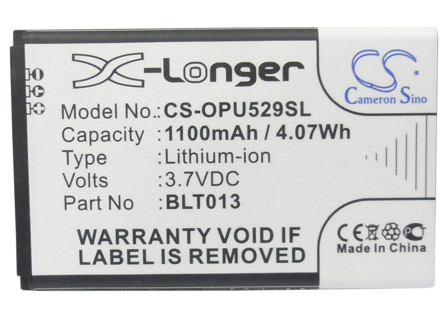 Replacement Battery for OPPO A209 – Mobile, SmartPhone – 1100mAh / 4.07Wh / 3.7V