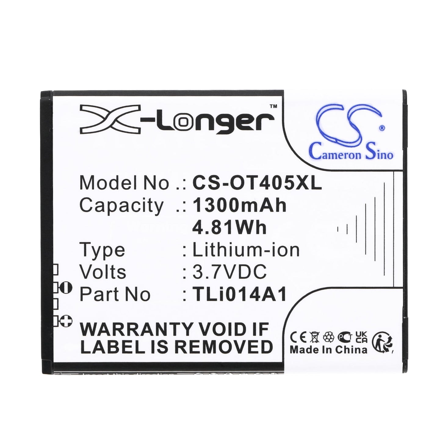 Replacement Battery for T-Mobile Evolve – Mobile, SmartPhone – 1300mAh / 4.81Wh / 3.7V