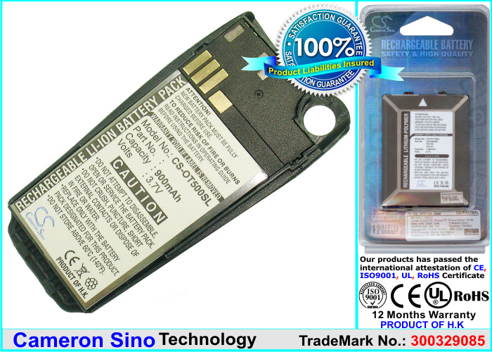 Replacement Battery for Alcatel OT-500 – Mobile, SmartPhone – 900mAh / 3.7V - image 1