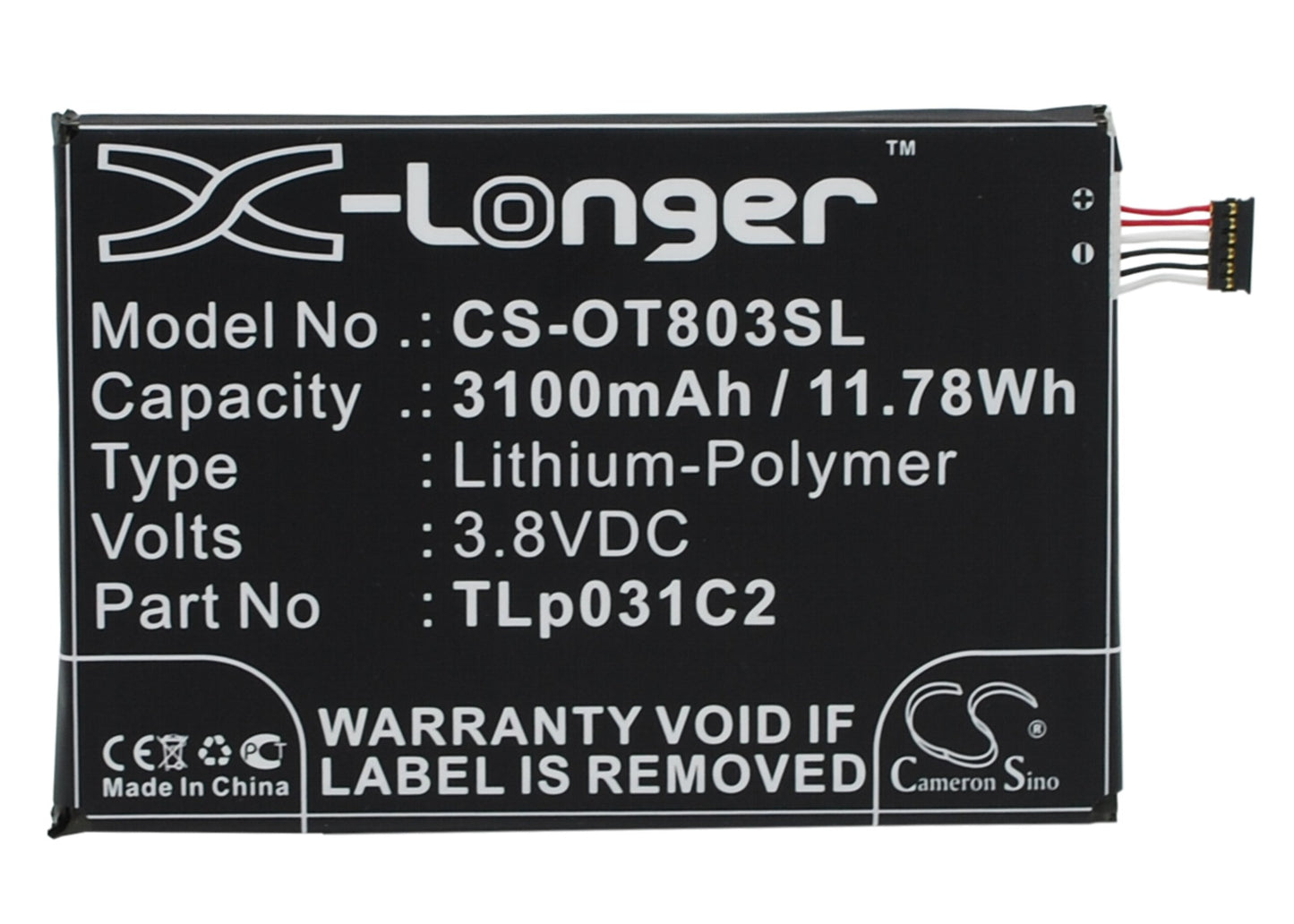 Replacement Battery for Alcatel | Orange One Touch Hero 2 – Mobile, SmartPhone – 3100mAh / 3.8V - image 1