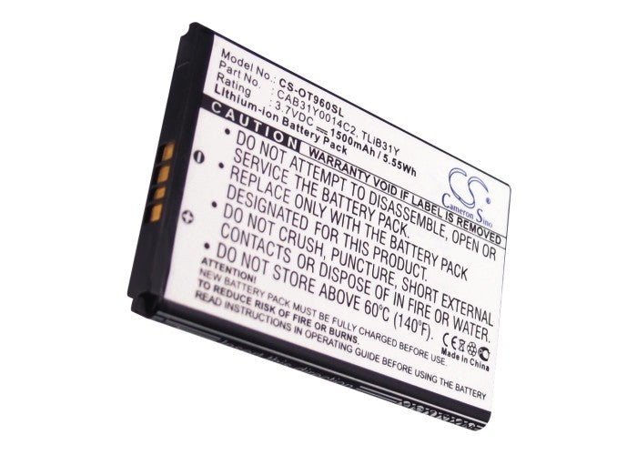 Replacement Battery for Alcatel AUTHORITY – Mobile, SmartPhone – 1500mAh/5.55Wh / 3.7V