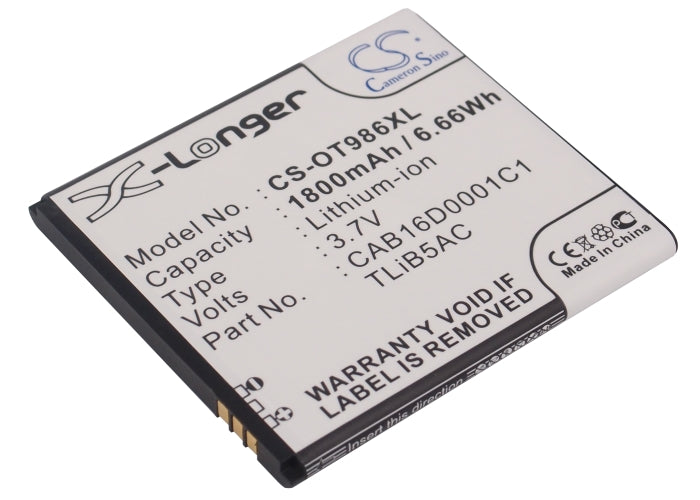 Replacement Battery for Alcatel OT-986 – Mobile, SmartPhone – 1800mAh / 3.7V - image 1