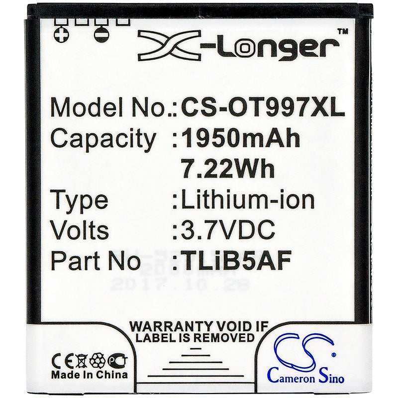 Replacement Battery for TCL J160 – Mobile, SmartPhone – 1950mAh / 7.22Wh / 3.7V