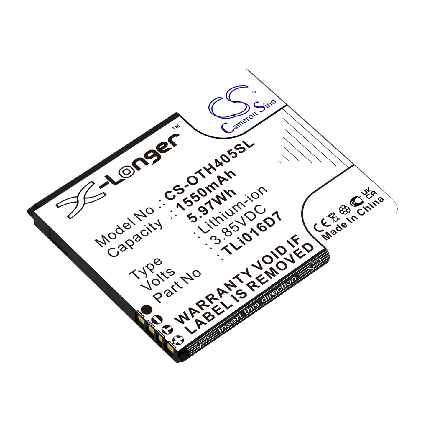 Replacement Battery for Alcatel U3 2018 4G – Mobile, SmartPhone – 1550mAh / 3.85V - image 1