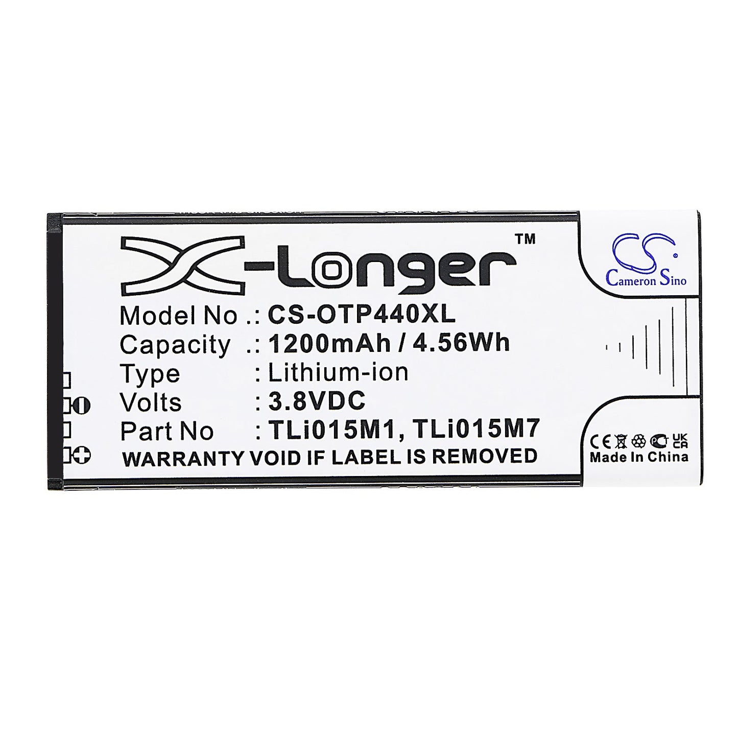 Replacement Battery for Alcatel One Touch Pixi 4 4.0 – Mobile, SmartPhone – 1200mAh / 4.56Wh / 3.8V
