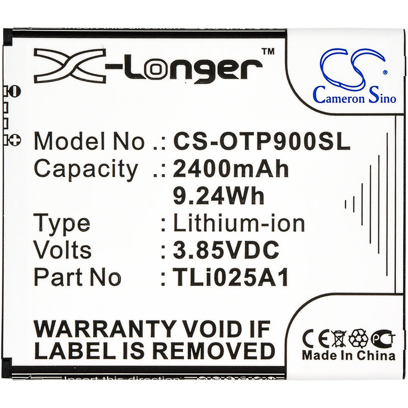 Replacement Battery for Alcatel One Touch Pixi 4 6" – Mobile, SmartPhone – 2400mAh / 9.24Wh / 3.85V