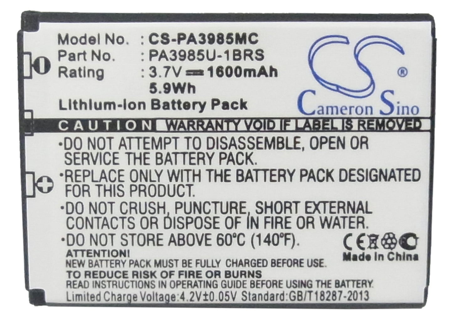 Replacement Battery for Toshiba Camileo X200 – Camera – 1600mAh / 3.7V