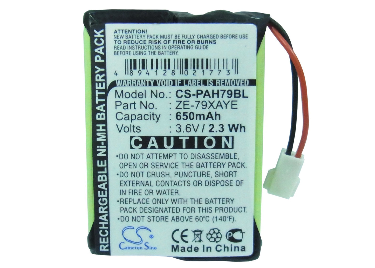 Replacement Battery for Panasonic Handheld ZE-79 – Barcode Scanner – 650mAh/2.34Wh / 3.6V