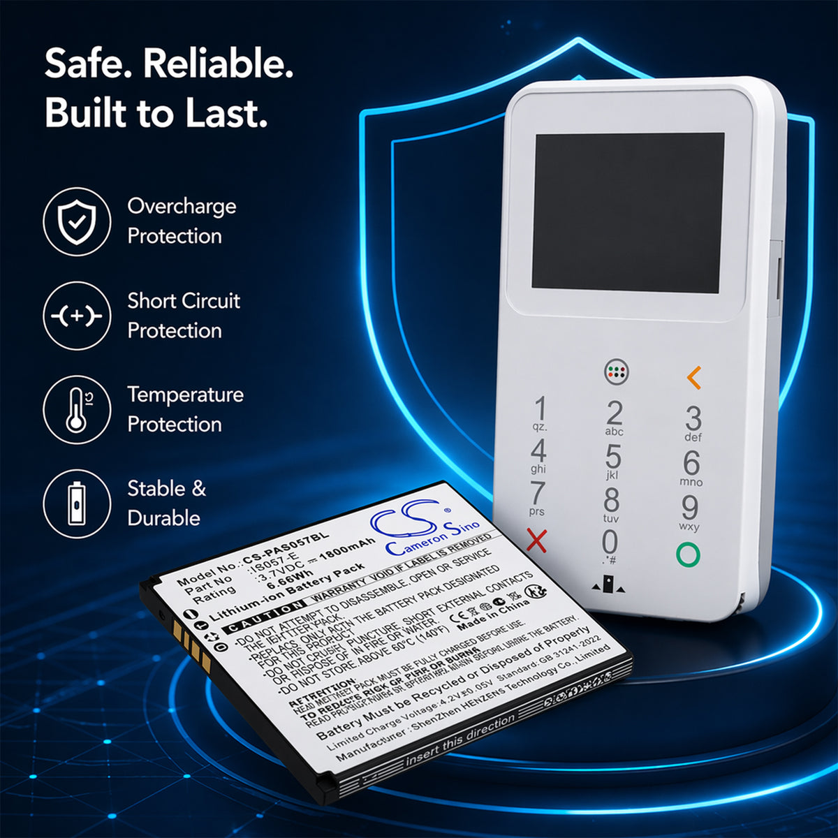 Replacement Battery for Pax IS057-E – Payment Terminal – 1800mAh / 3.7V