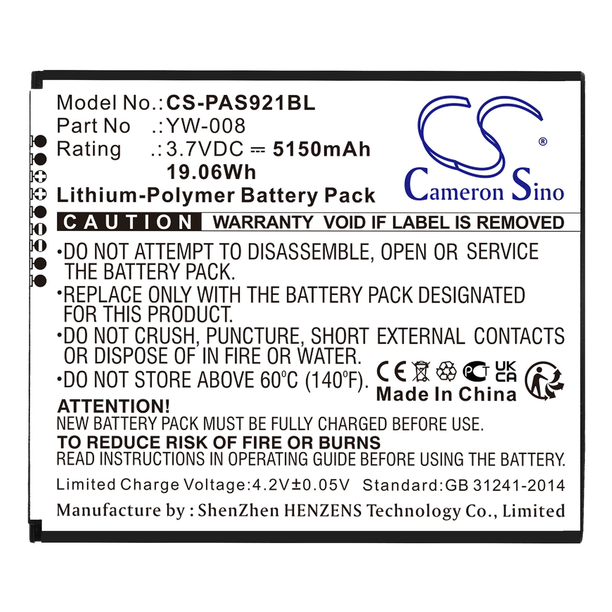Replacement Battery for Pax A920 Pro – Payment Terminal – 5150mAh / 3.7V
