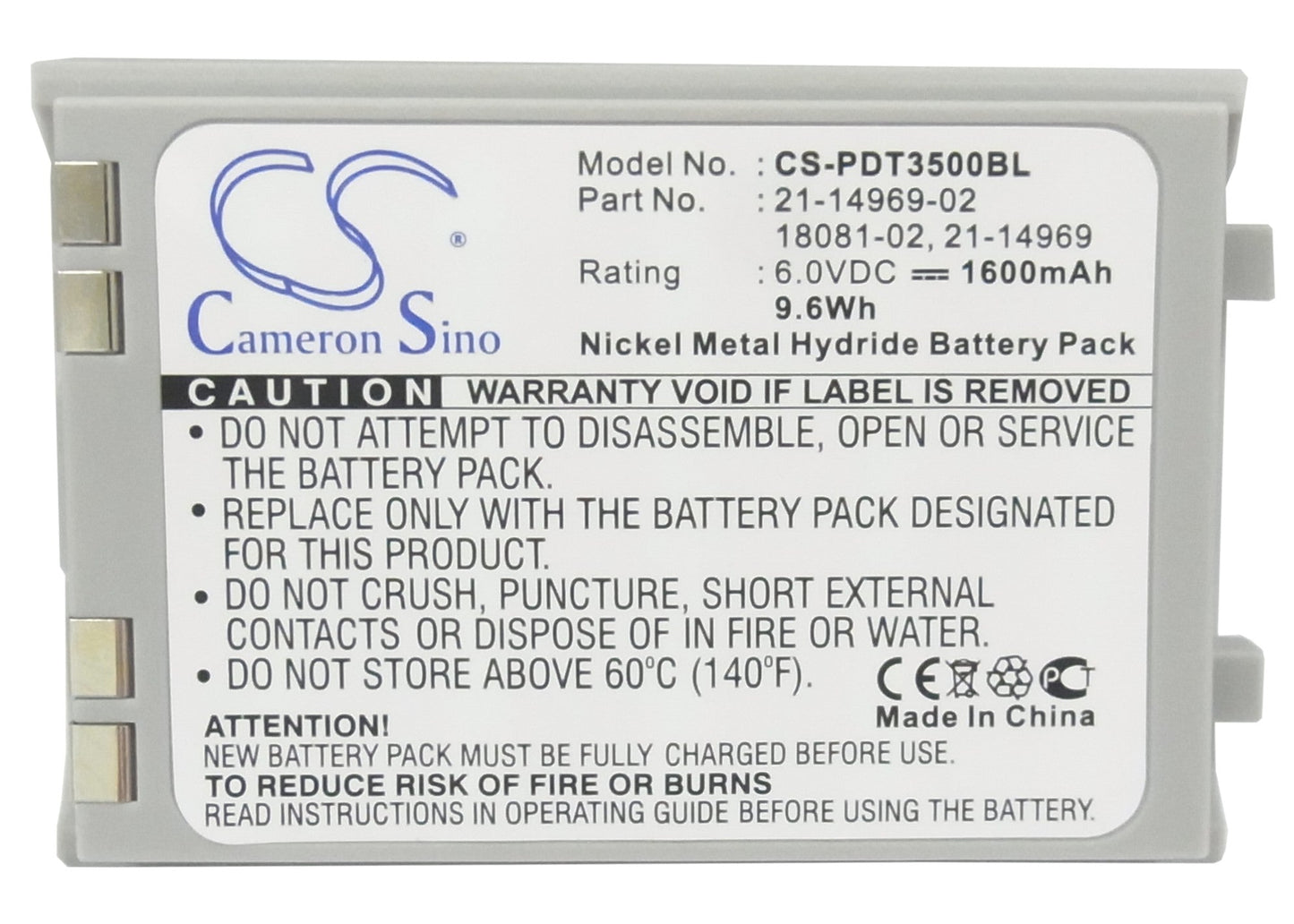 Replacement Battery for Symbol PDT3500 – Barcode Scanner – 1600mAh / 6.0V