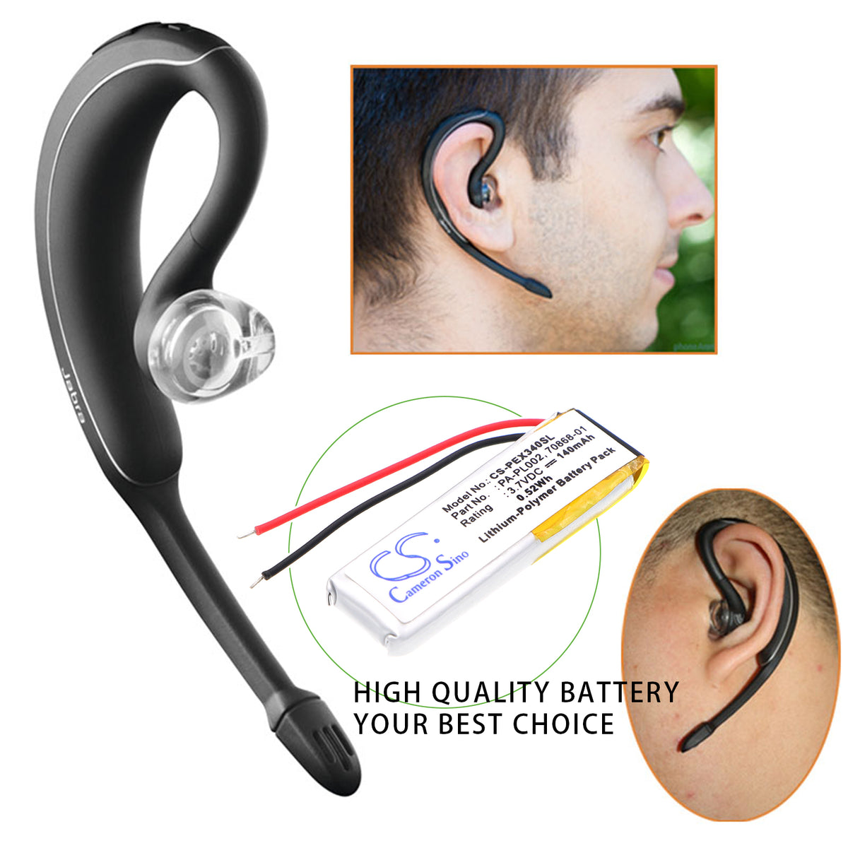 Replacement Battery for Sony Ericsson | Nokia | JBL | Jabra | Plantronics HBH-608 – Wireless Headset – 140mAh / 3.7V