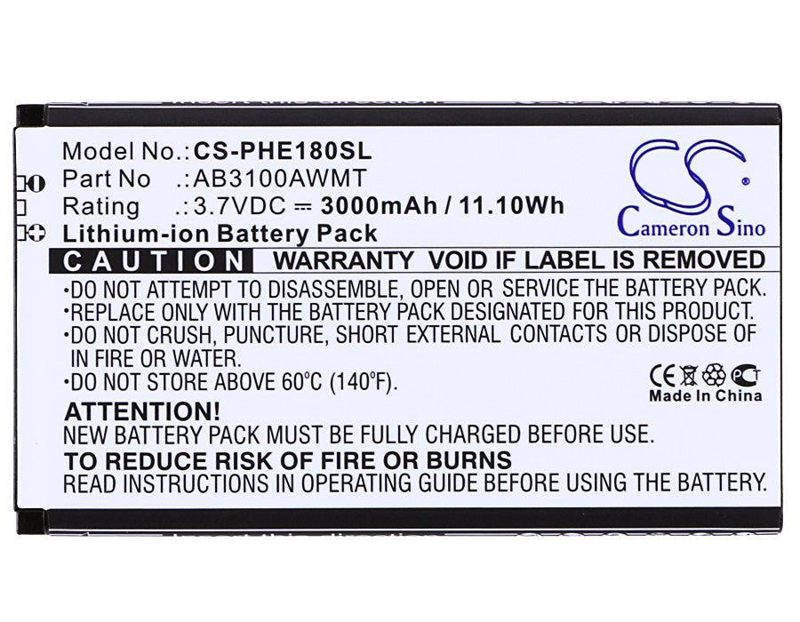 Replacement Battery for Philips CTE180BK – Mobile, SmartPhone – 3000mAh / 11.10Wh / 3.7V