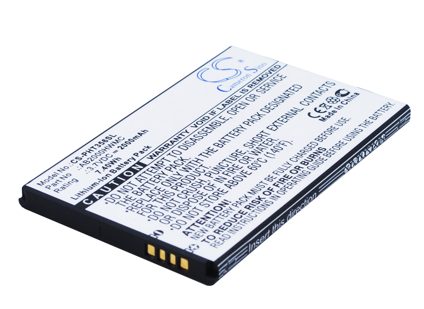 Replacement Battery for Philips Xenium T3566 – Mobile, SmartPhone – 2000mAh / 3.7V - image 1