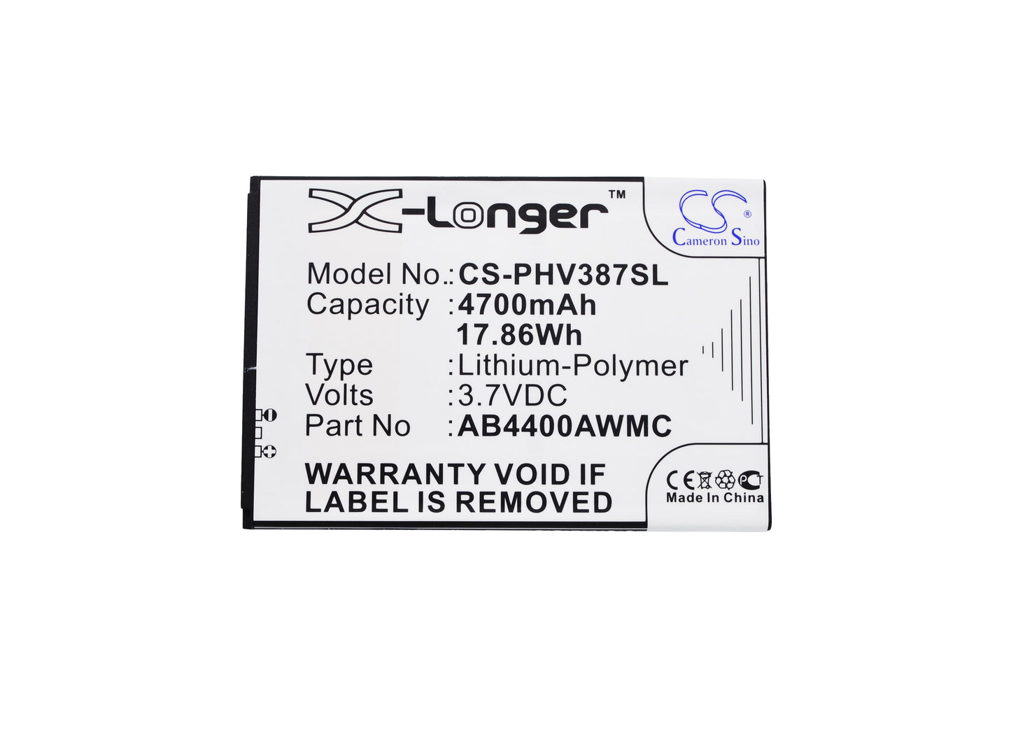 Replacement Battery for Philips Xenium V387 – Mobile, SmartPhone – 4700mAh / 17.86Wh / 3.7V