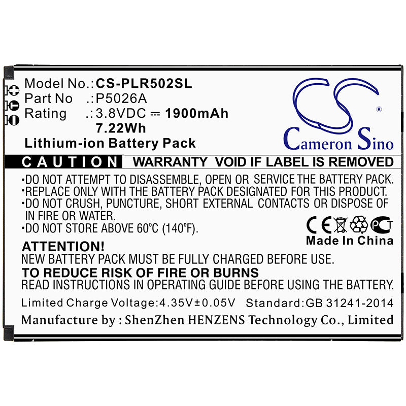 Replacement Battery for Polaroid Cosmo L – Mobile, SmartPhone – 1900mAh / 7.22Wh / 3.8V