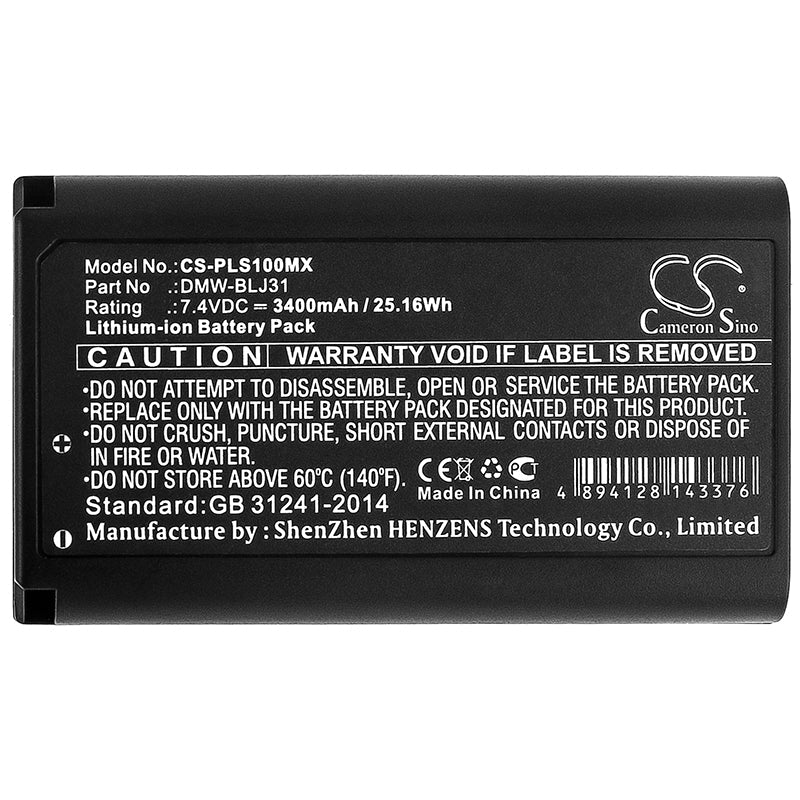 Replacement Battery for Panasonic Lumix DC-S1 – Camera – 3400mAh / 25.16Wh / 7.4V