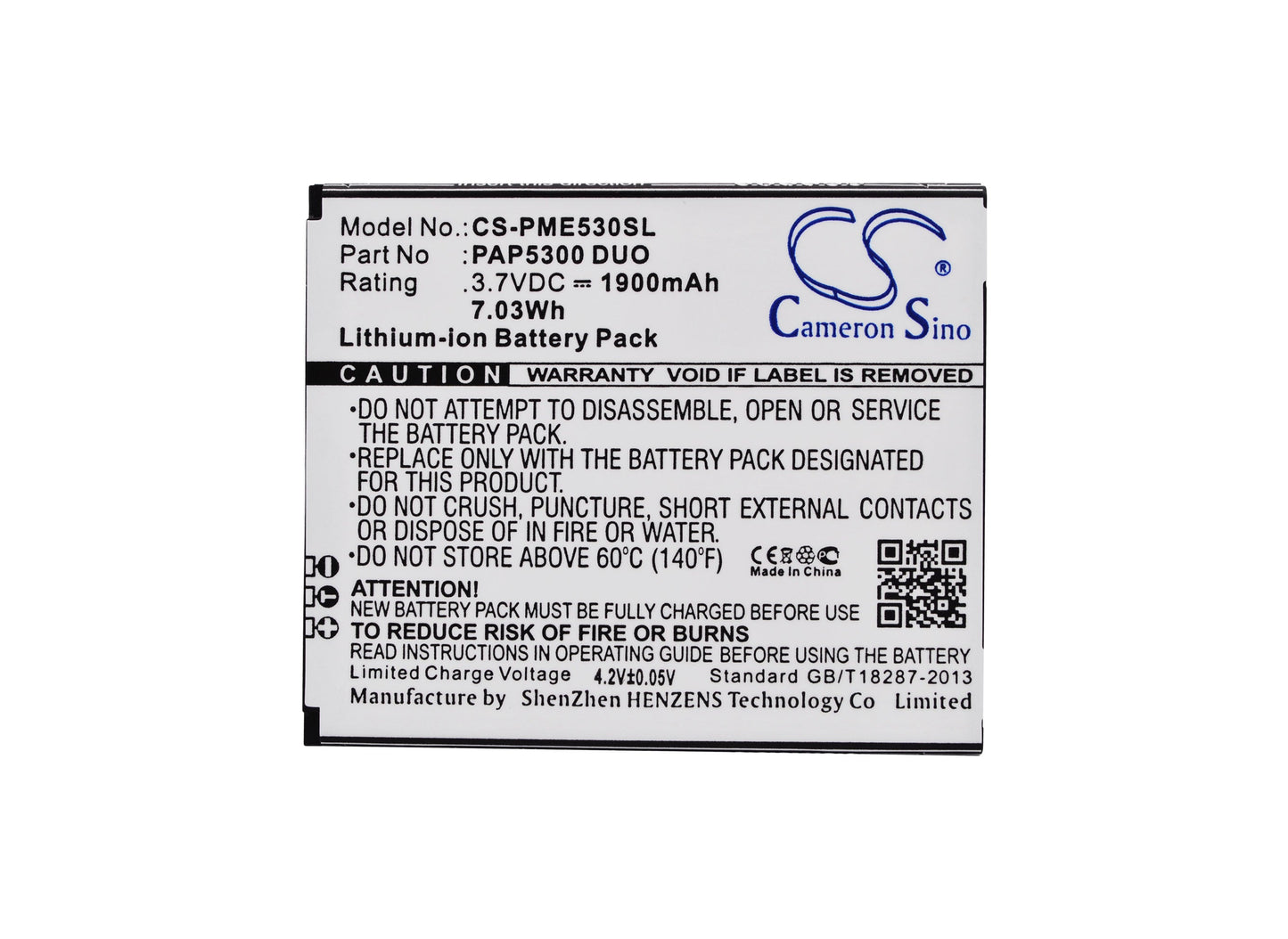 Replacement Battery for Prestigio MultiPhone 5300 Duo – Mobile, SmartPhone – 1900mAh / 7.03Wh / 3.7V