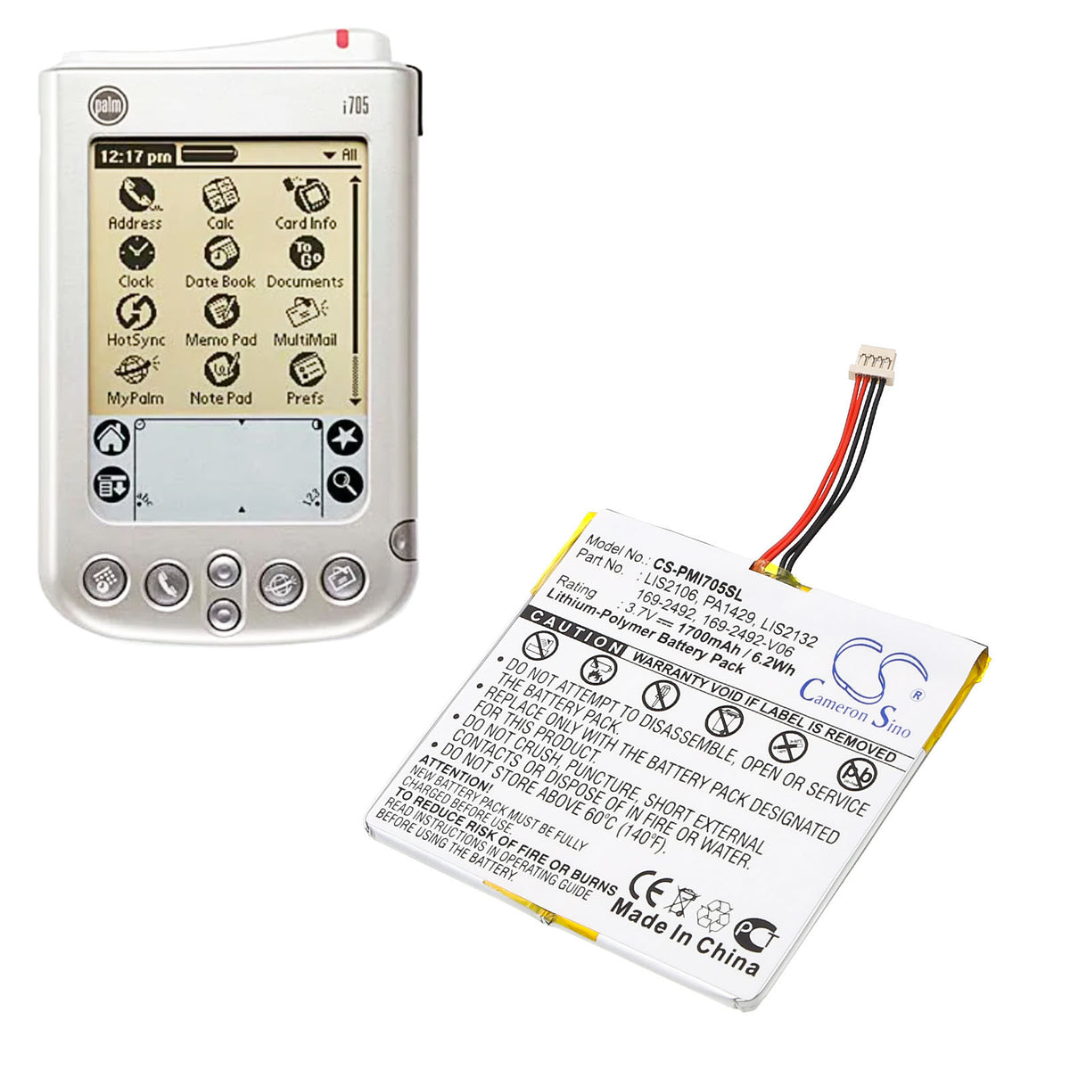 Replacement Battery for Palm i705 – PDA, Pocket PC – 1700mAh / 3.7V