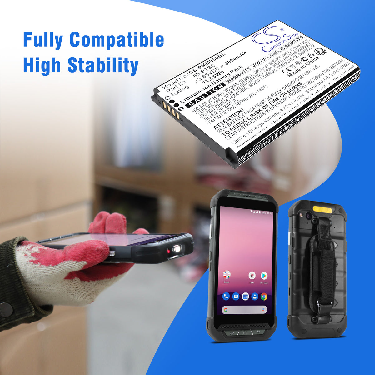 Replacement Battery for Point Mobile PM85 – Barcode Scanner – 3000mAh / 3.85V