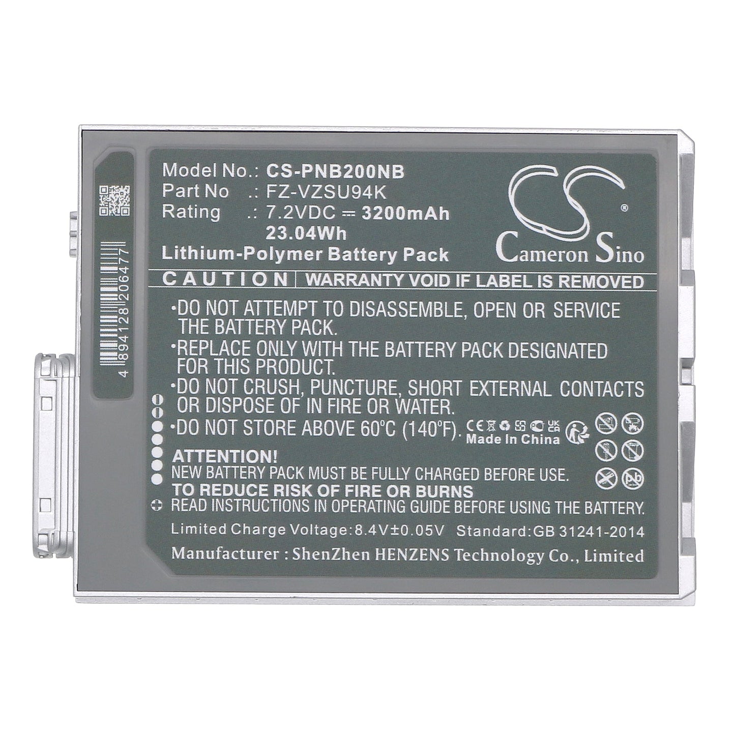 Replacement Battery for Panasonic FZ-B2 – Notebook, Laptop – 3200mAh / 23.04Wh / 7.2V