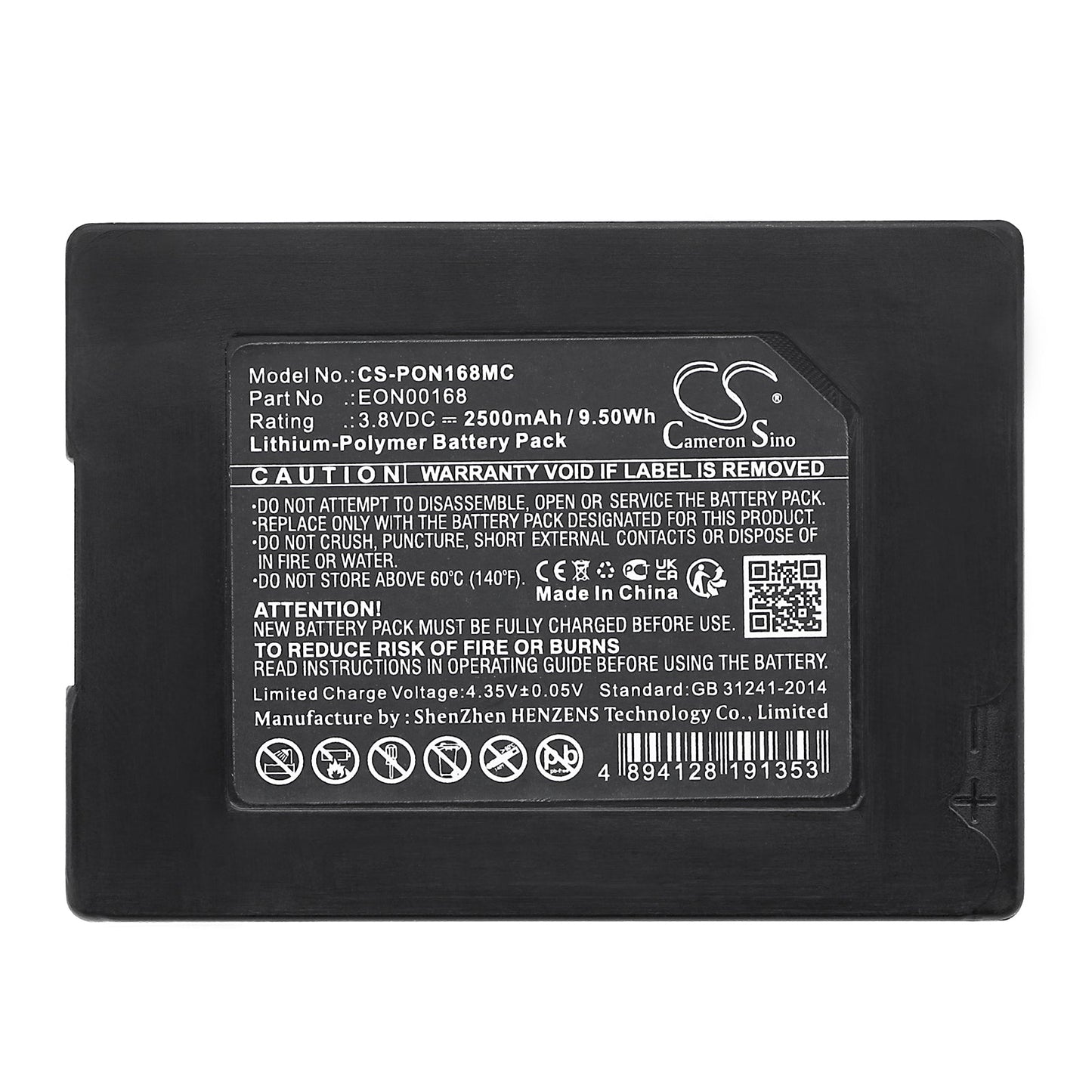 Replacement Battery for Pyle PPBCM16 – Body Camera – 2500mAh / 9.5Wh / 3.8V
