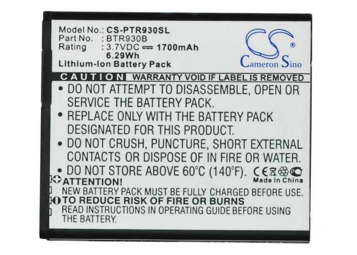Replacement Battery for Pantech ADR930L – Mobile, SmartPhone – 1700mAh / 6.29Wh / 3.7V