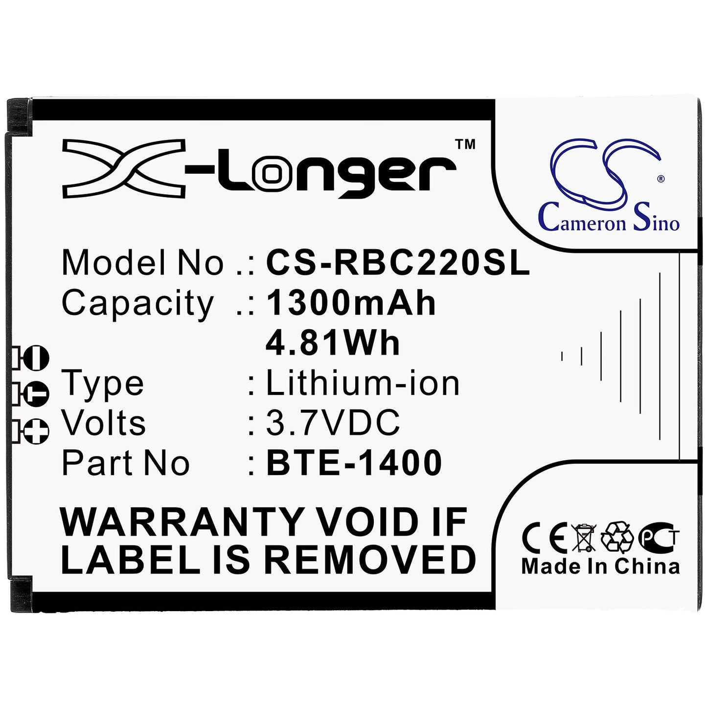 Replacement Battery for Orbic Journey – Mobile, SmartPhone – 1300mAh / 4.81Wh / 3.7V
