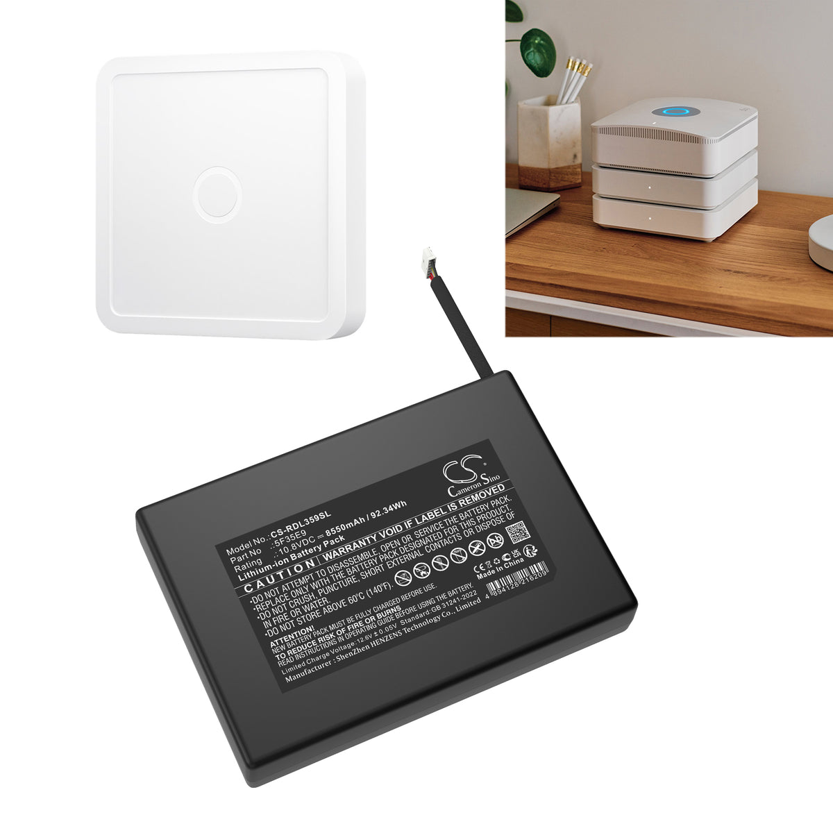 Replacement Battery for Ring power pack – Home Security Camera – 8550mAh / 10.8V