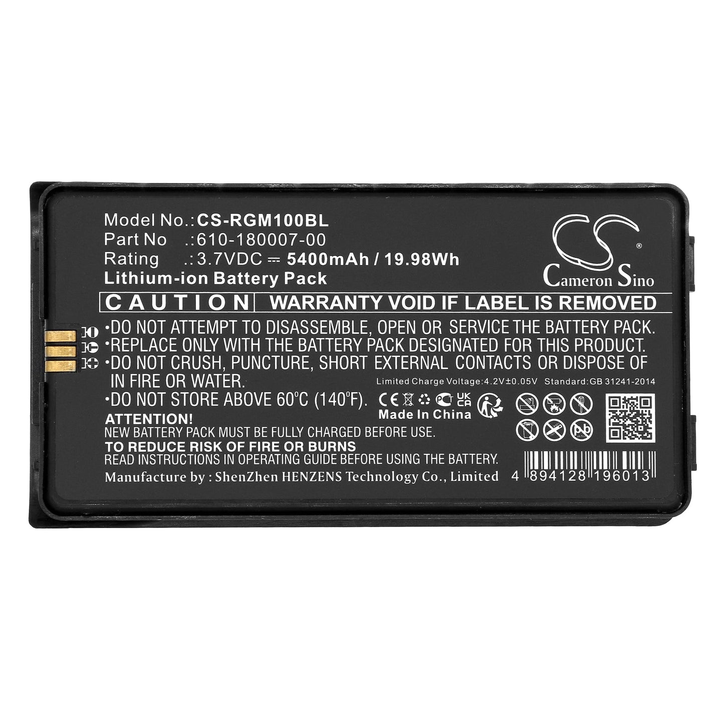 Replacement Battery for RGIS 610-190040 – Barcode Scanner – 5400mAh / 19.98Wh / 3.7V