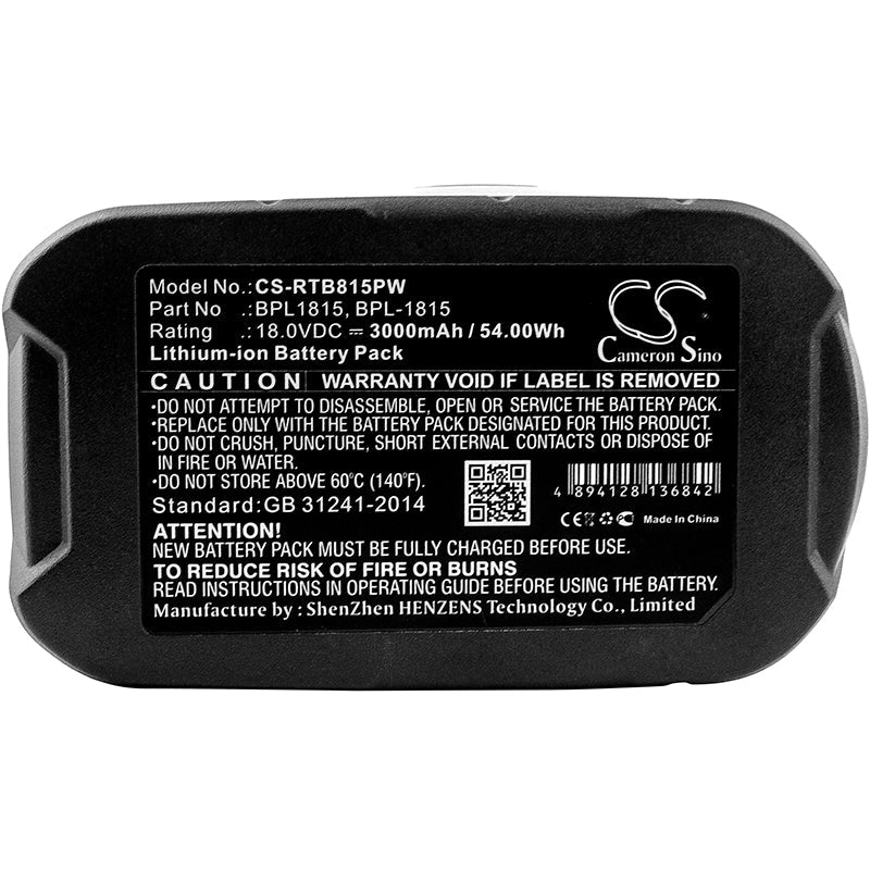 Replacement Battery for Ryobi BID-1801M – Power Tools – 3000mAh / 54.00Wh / 18.0V