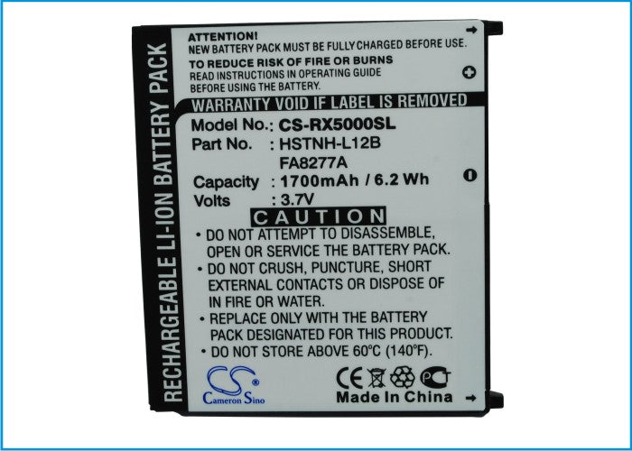 Replacement Battery for HP iPAQ rx5000 – PDA, Pocket PC – 1700mAh / 3.7V