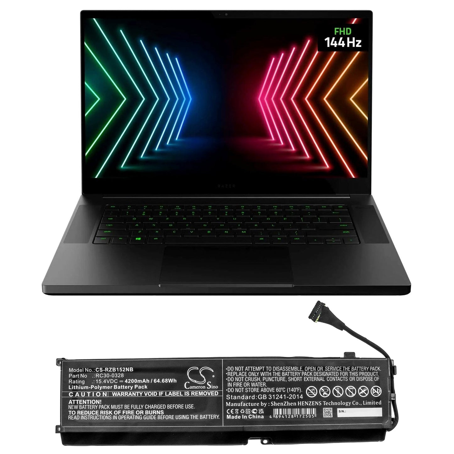 Replacement Battery for Razer Blade 15 2020 – Notebook, Laptop – 4200mAh / 64.68Wh / 15.4V