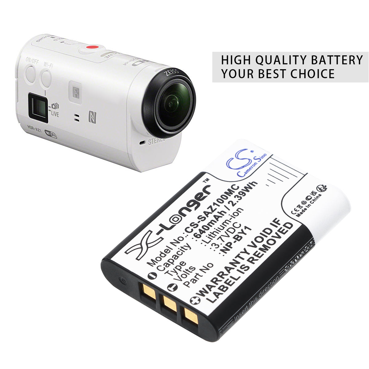 Replacement Battery for Sony Action Cam Mini AZ1 – Camera – 640mAh / 3.7V