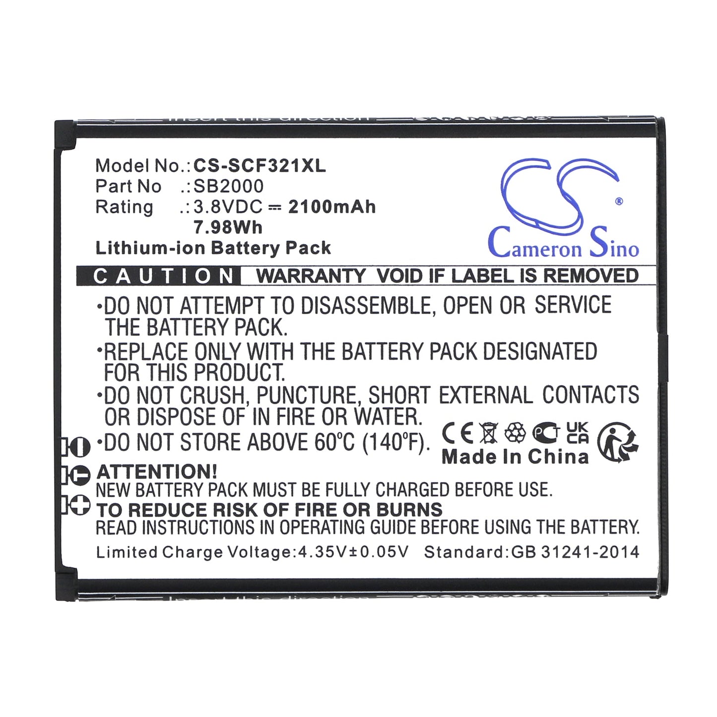 Replacement Battery for Schok Flip SC3218B – Mobile, SmartPhone – 2100mAh / 7.98Wh / 3.8V